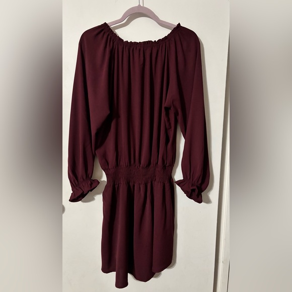 Hummingbird  Chick/ Trendy MaroonColor/ L/S  Dress with dropped waist Size Small - Picture 2 of 6
